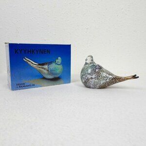 Art Glass Team Bird Figure Finland Speckled Dove Figurine